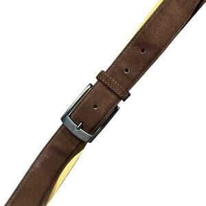 Marco Valentino Men’s Suede Leather Belt Brown 46 Genuine Leather Buckle